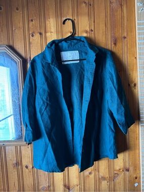 notPERFECTLINEN Teal Button-Down Linen Shirt